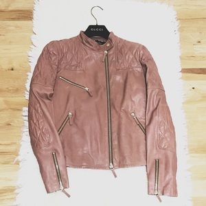 ⬇️💕 GUCCI Nappa leather dusty rose leather jacket